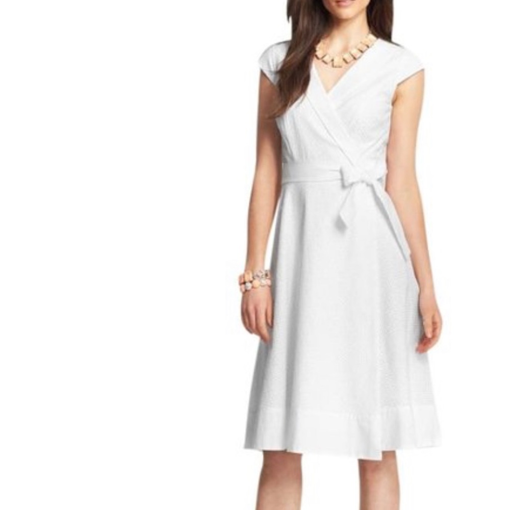 Ann Taylor White Eyelet Wrap Dress, 10